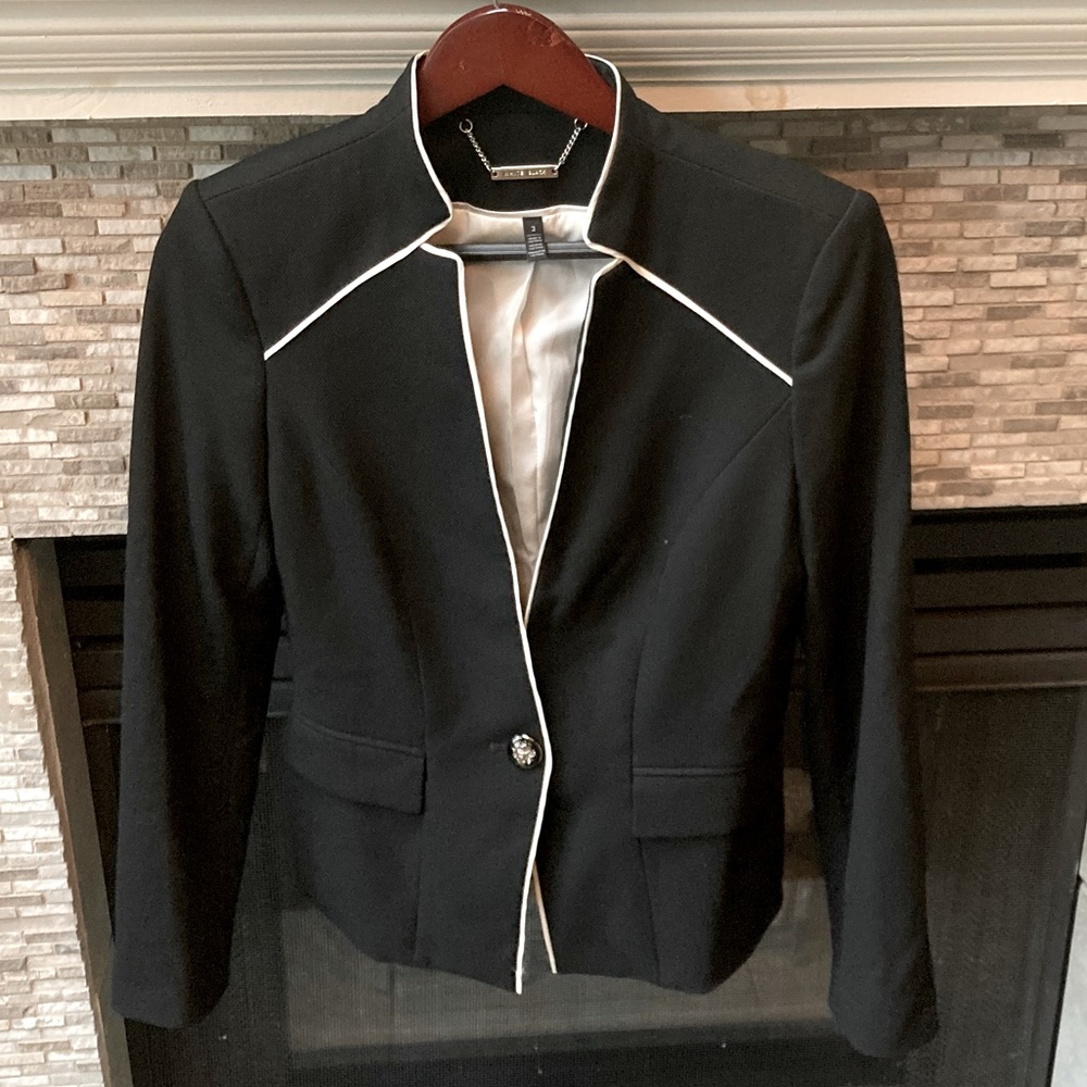 White House Black Market Contrast Piping Blazer Jacket Women's Size 2